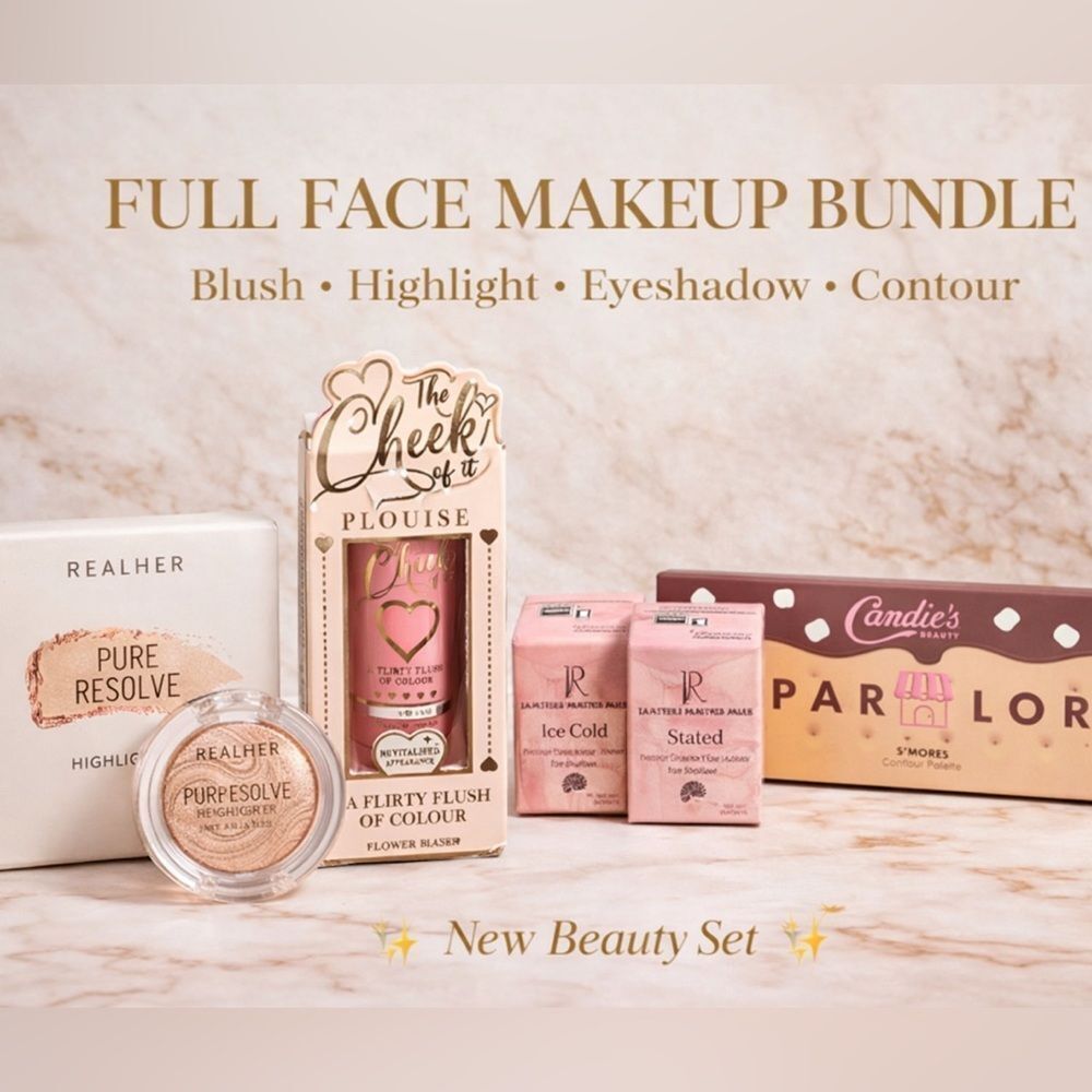 Full Face Makeup Bundle | Blush, Highlight, Contour Palette + 2 Eyeshadows |NEW
